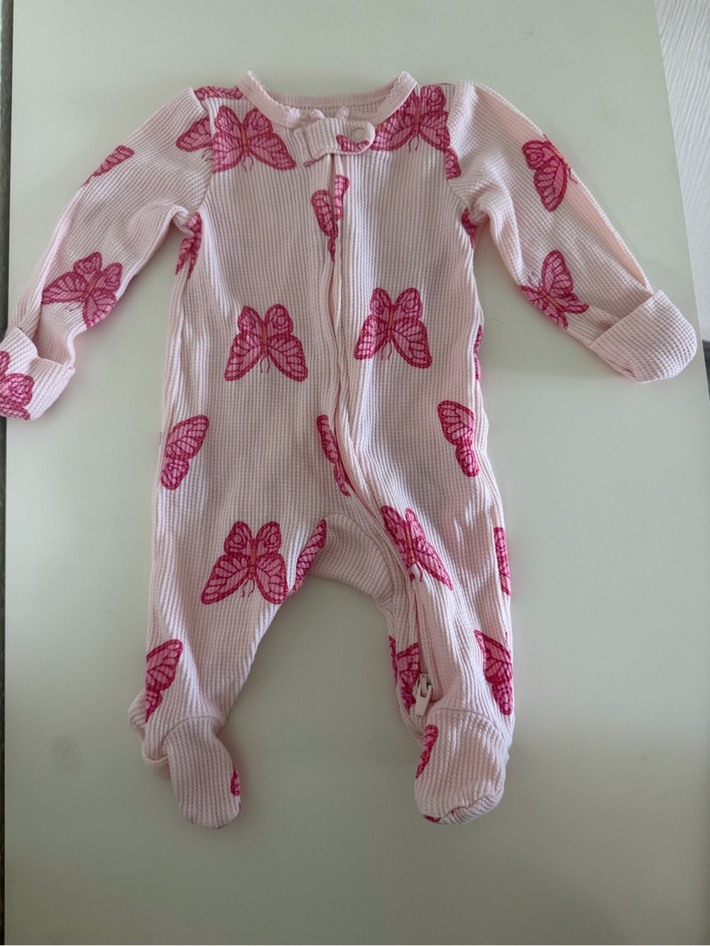 Carter's Pink Butterfly Footed One-Piece